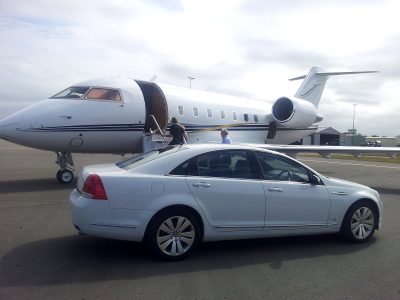 Airport pickup with sedan limousine